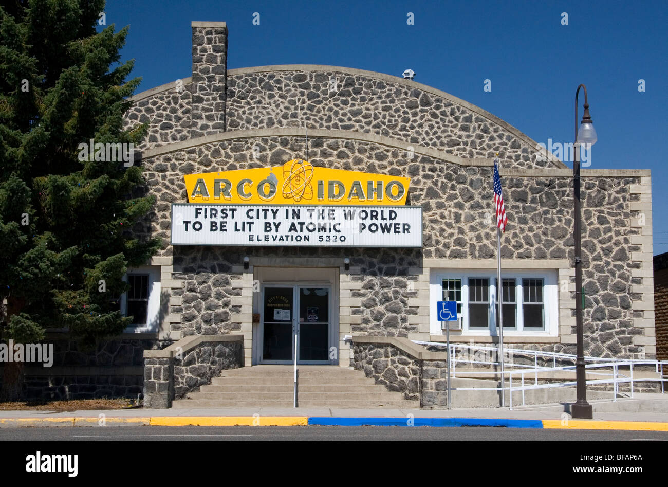 Arco City Hall located on main street in Arco, Idaho, USA. Stock Photo