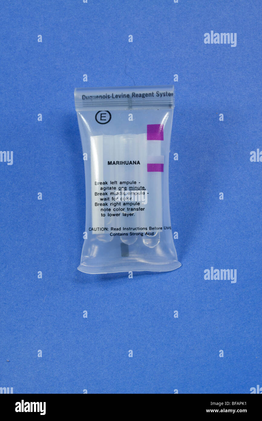 Drug test kit. Law enforcement use these to field test narcotics.Test for marijuana, pot, weed, grass. Stock Photo