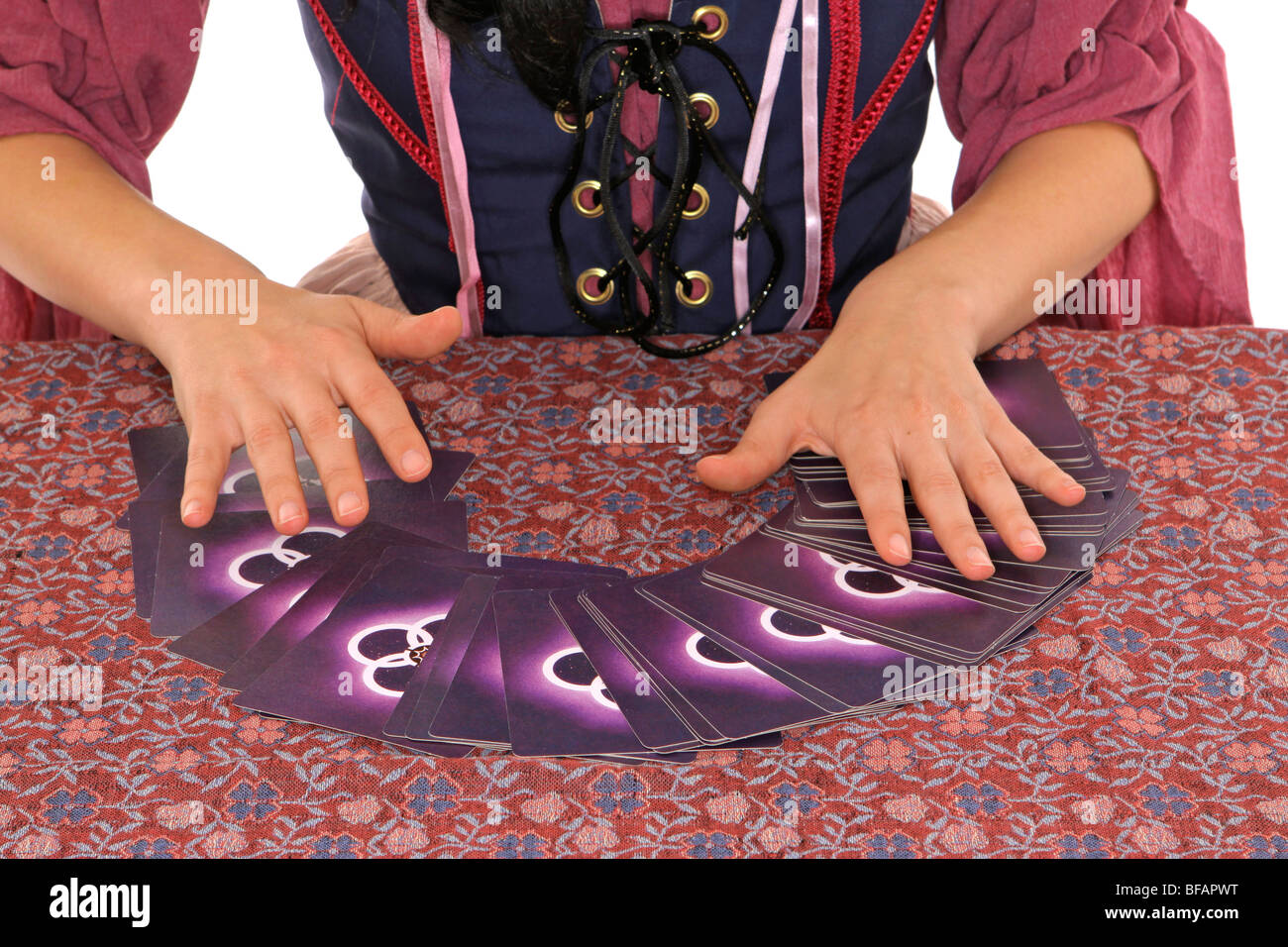 fortune teller with tarot cards Stock Photo Alamy