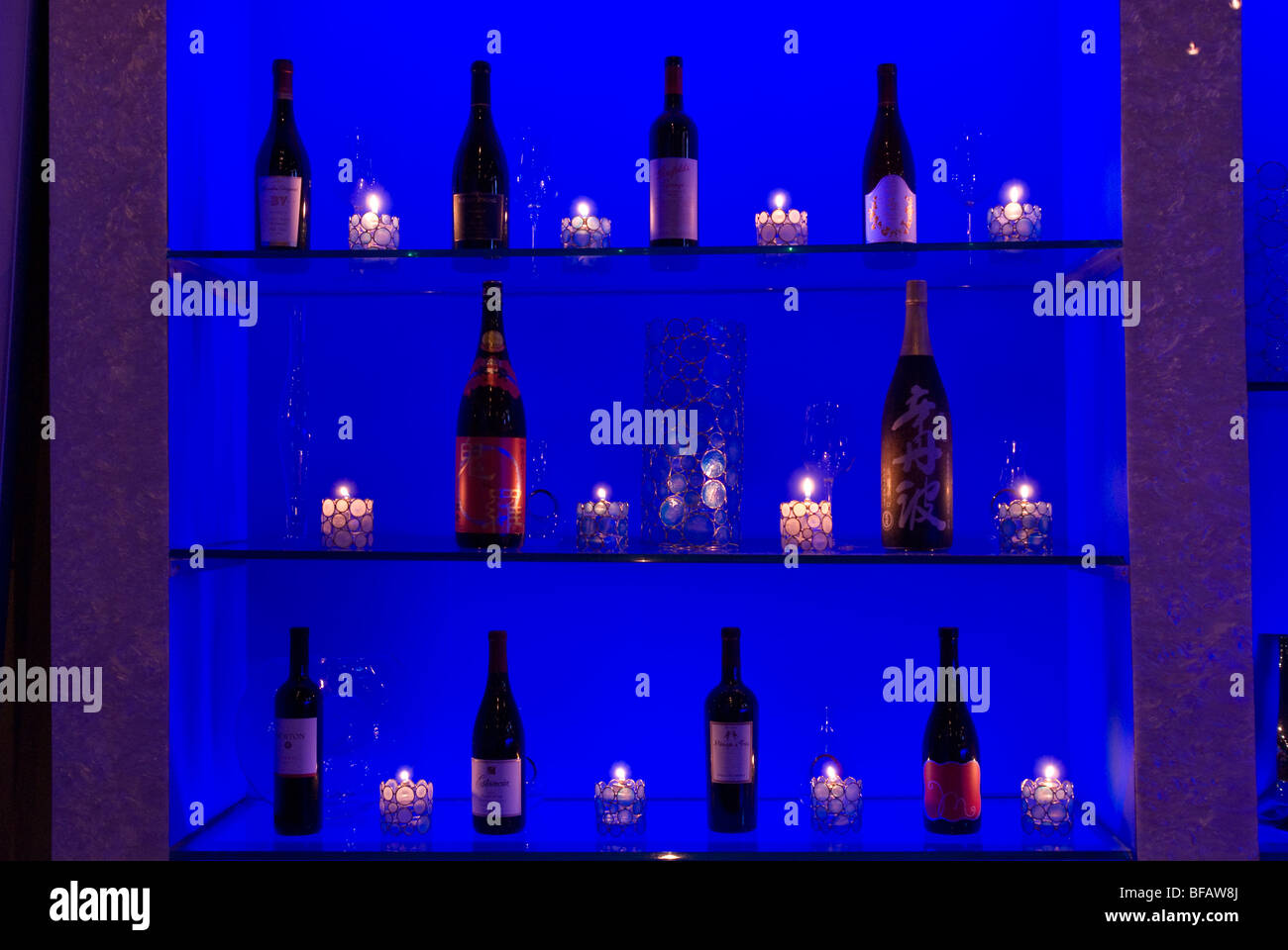 Bottles on display in a restaurant in Myrtle Beach, South Carolina, United States of America Stock Photo