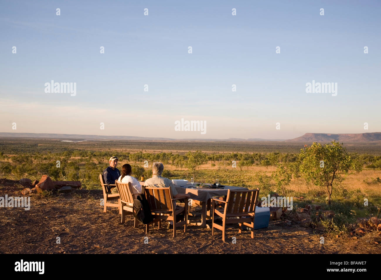 Sunset Home Valley Station Gibb River Road – former drovers track through the Kimberley in Western Australia Stock Photo