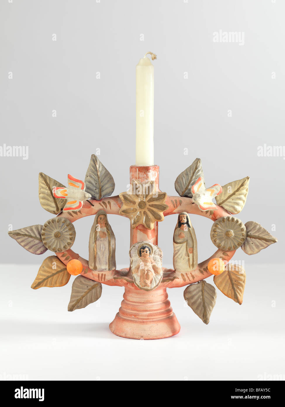 Vintage Mexican tree of life ceramic candelabra Stock Photo