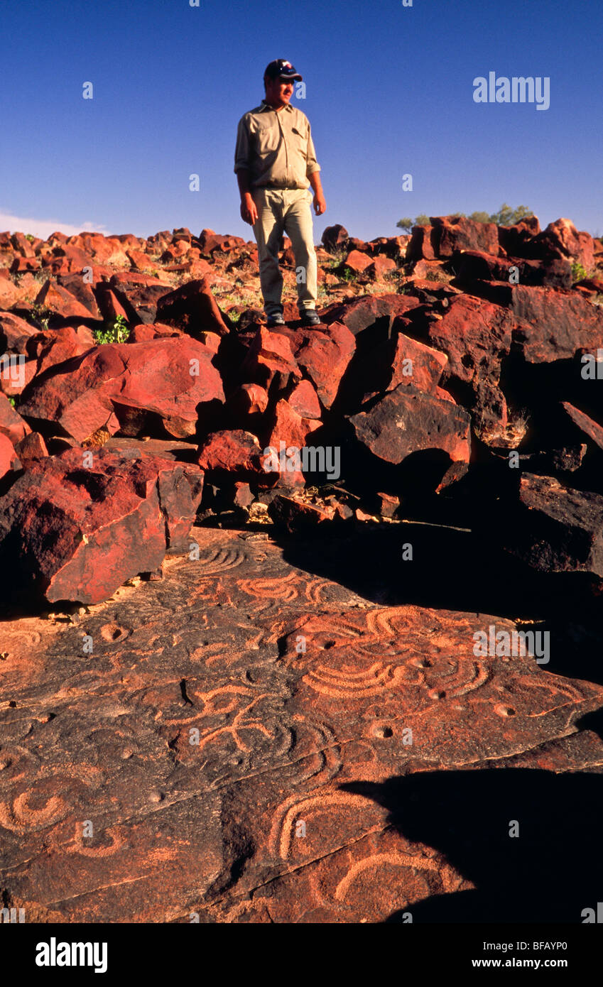 Aboriginal stone engravings, South Australia Stock Photo