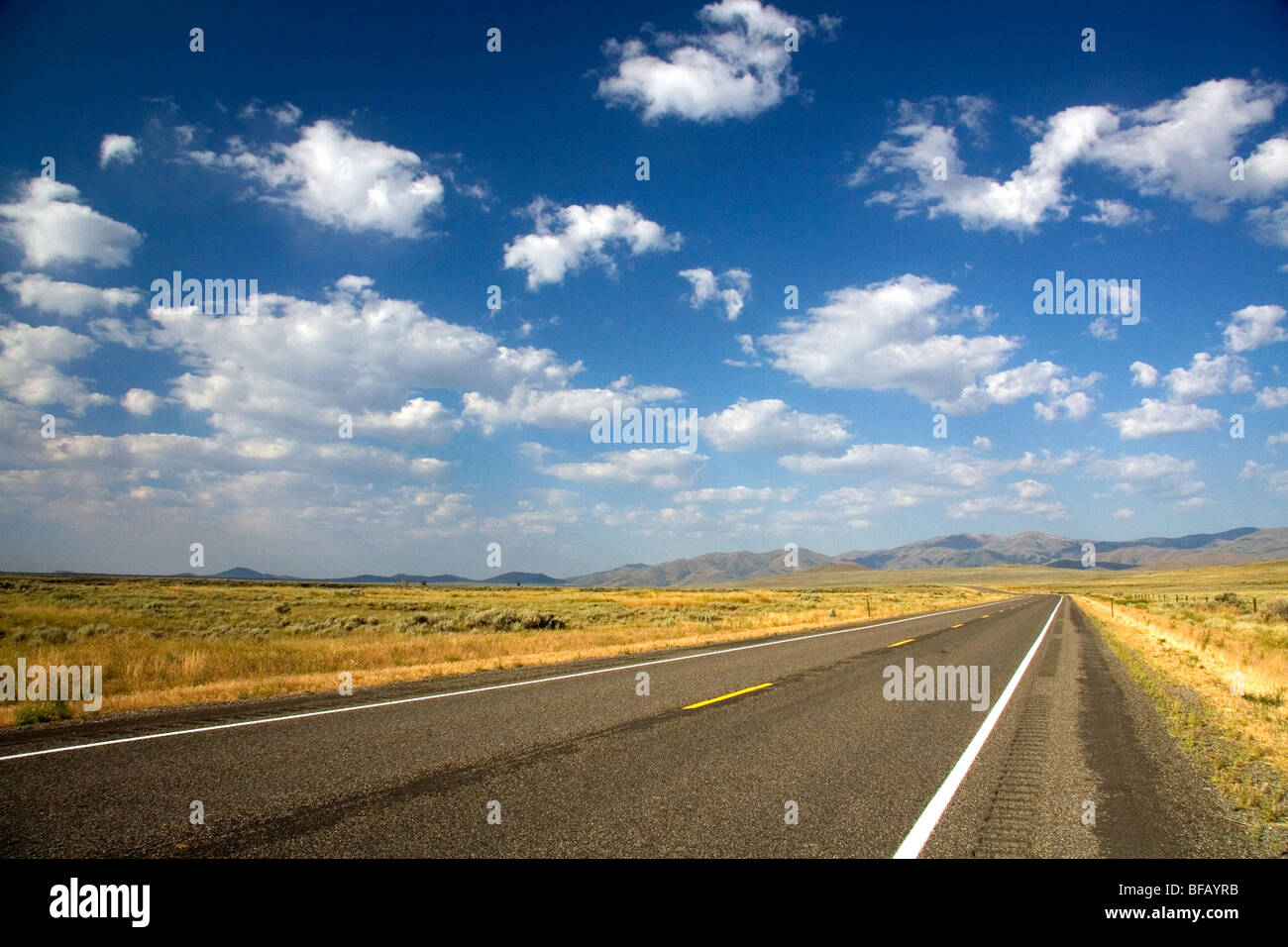 US Highway 20 near Arco, Idaho, USA. Stock Photo