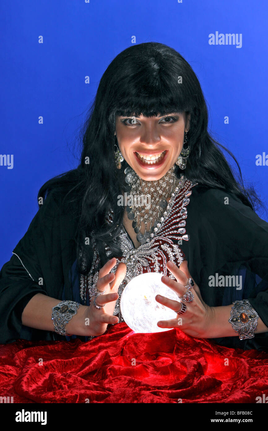 Fortune teller with crystal ball Stock Photo Alamy