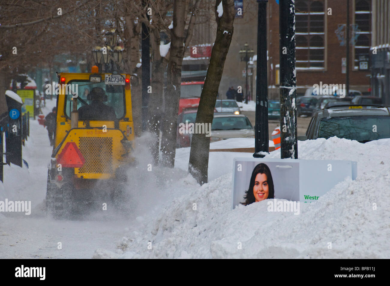 Street being cleaned in Montreal Canada Stock Photo