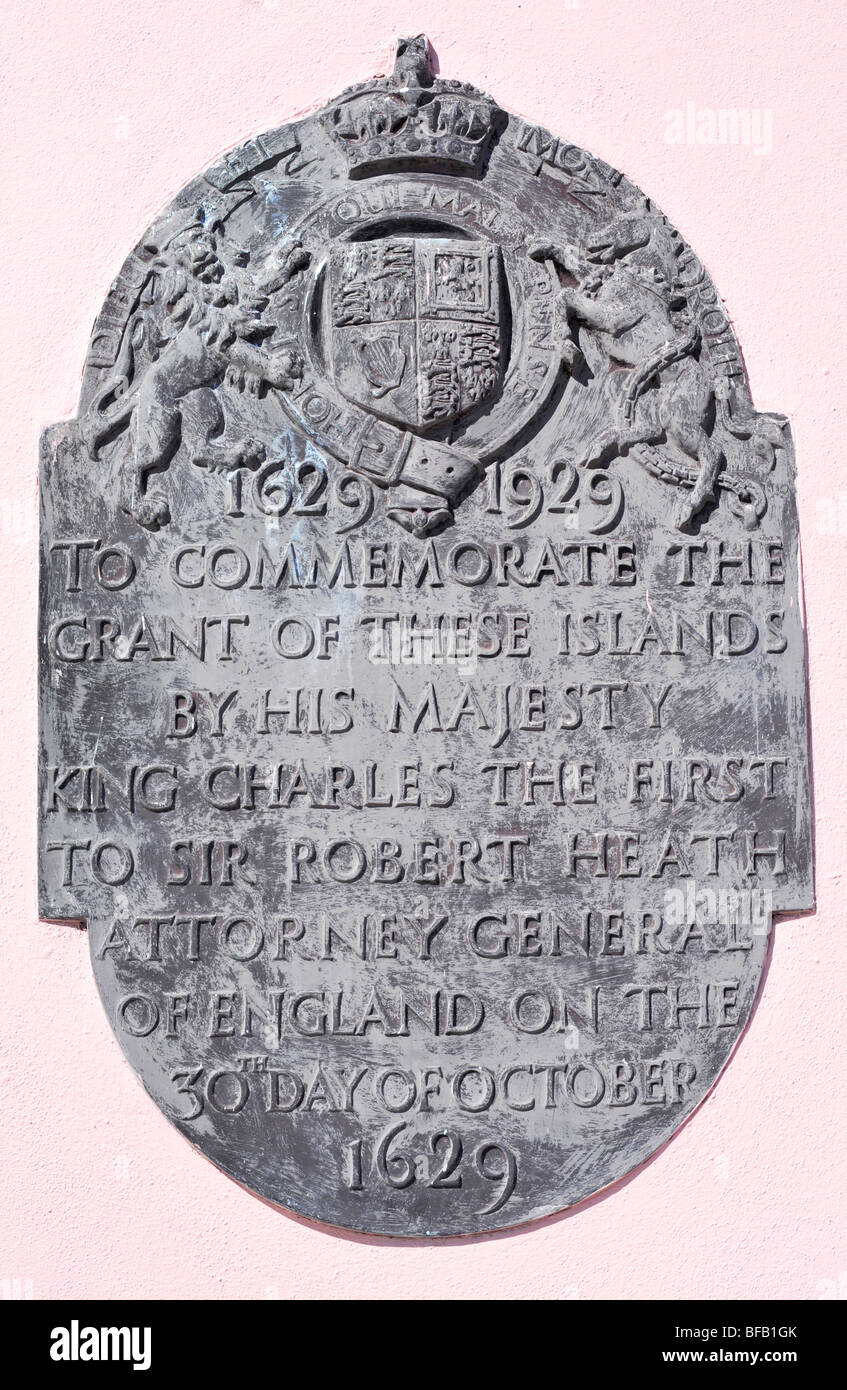 Plaque to commemorate the grant of bahamas Stock Photo