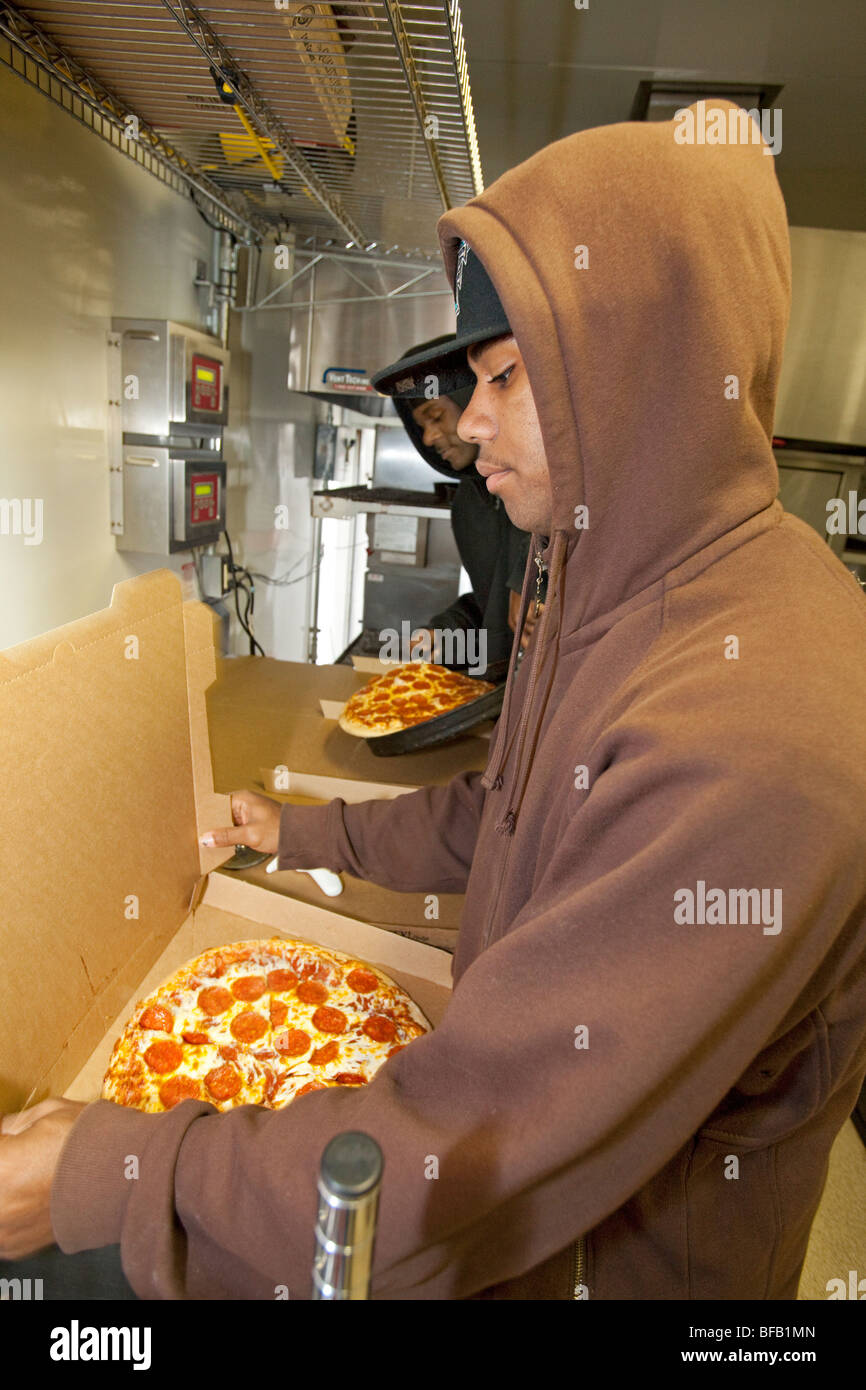 Little Caesar's pizza chain serves pizza to needy Detroit residents Stock  Photo - Alamy