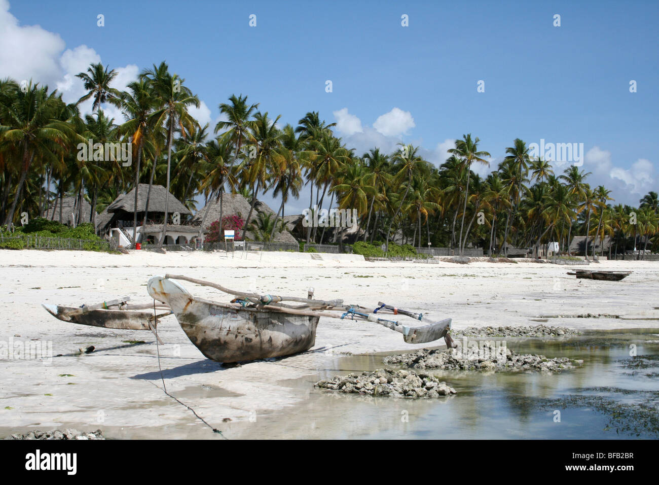 Dhow On Jambiani Beach, Zanzibar Stock Photo