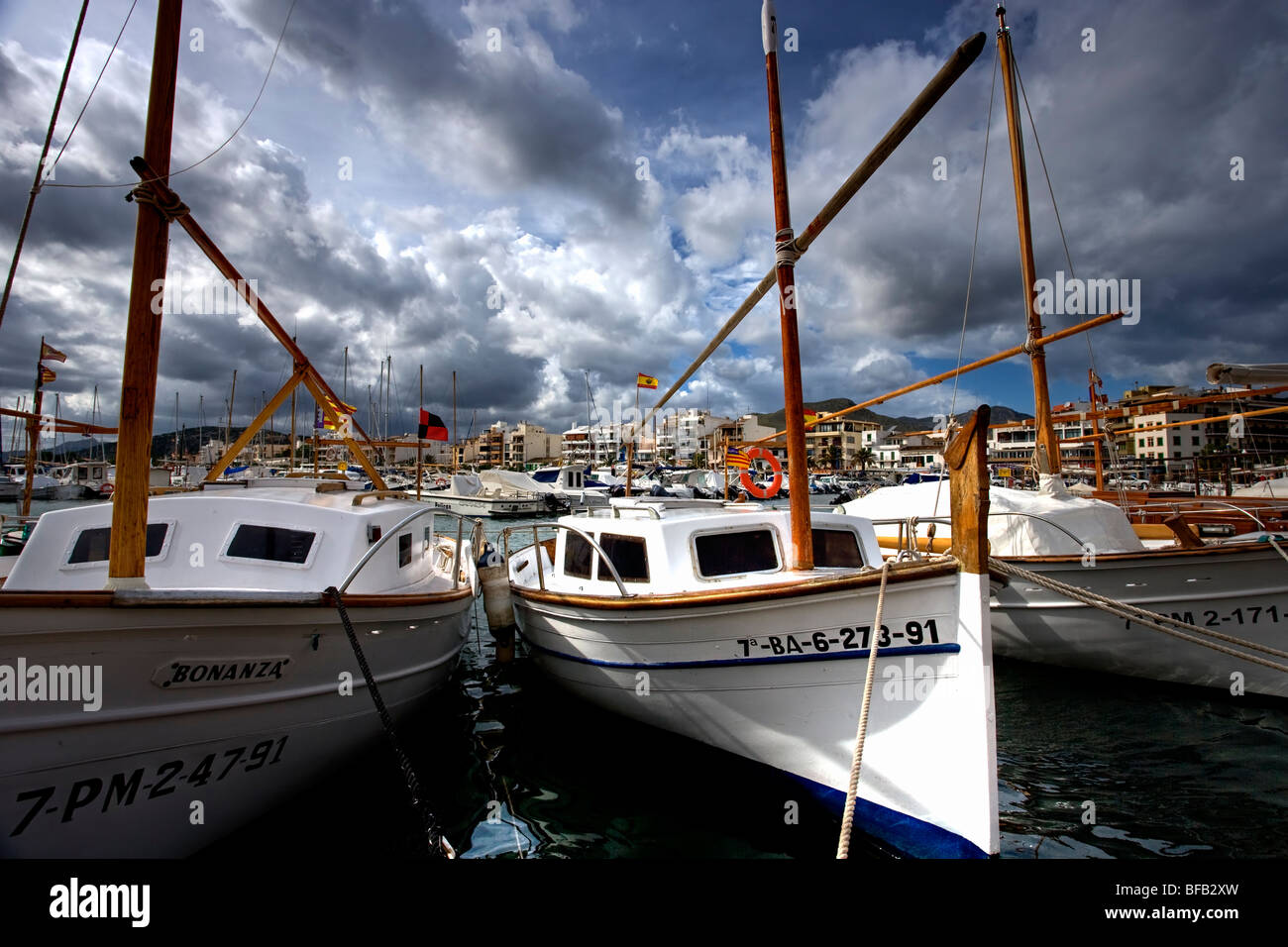 Sail Boats, Port de Pollenca (puerto pollensa), Mallorca Stock Photo