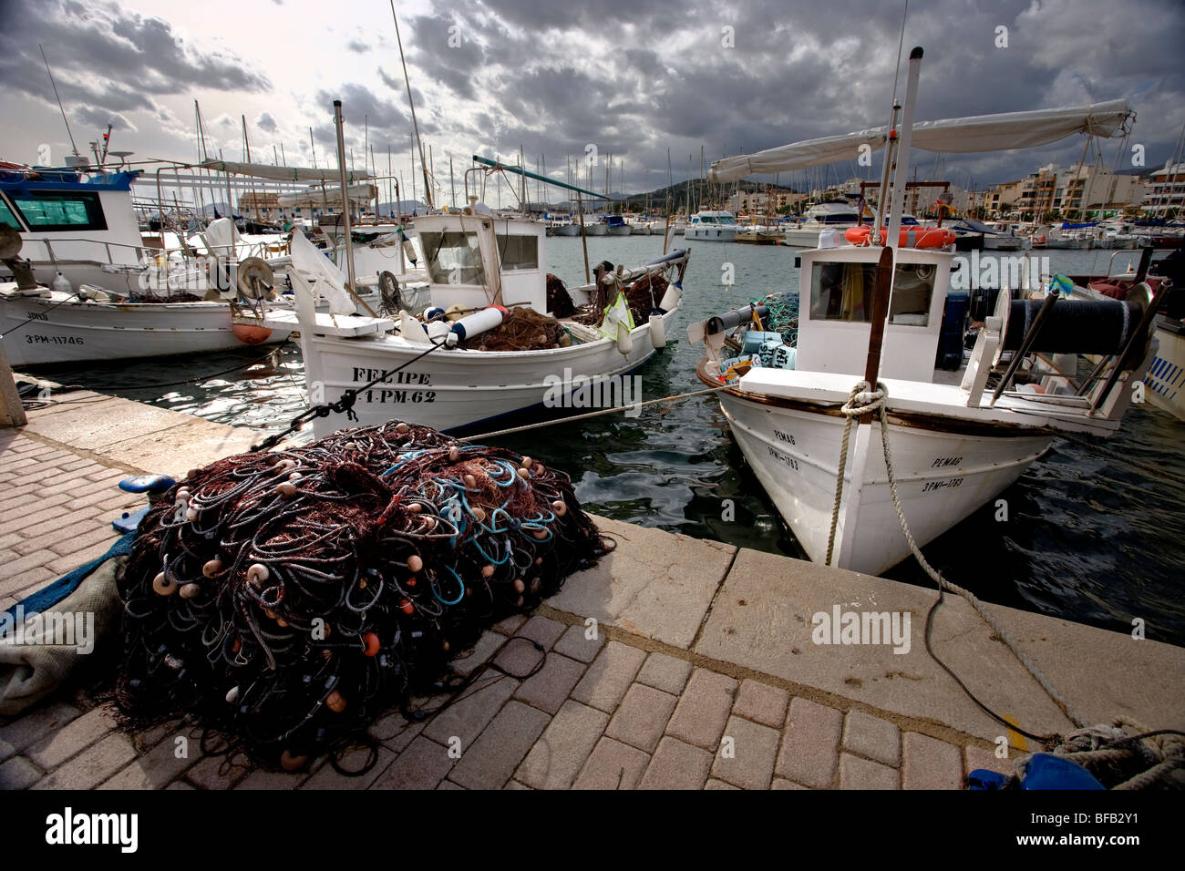 Fishing boats, Port de Pollenca (puerto pollensa), Mallorca Stock Photo