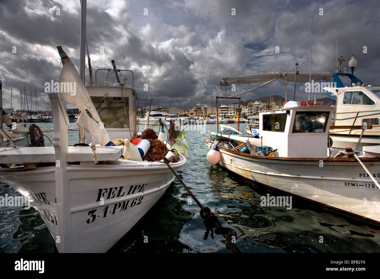 Fishing boats, Port de Pollenca (puerto pollensa), Mallorca Stock Photo