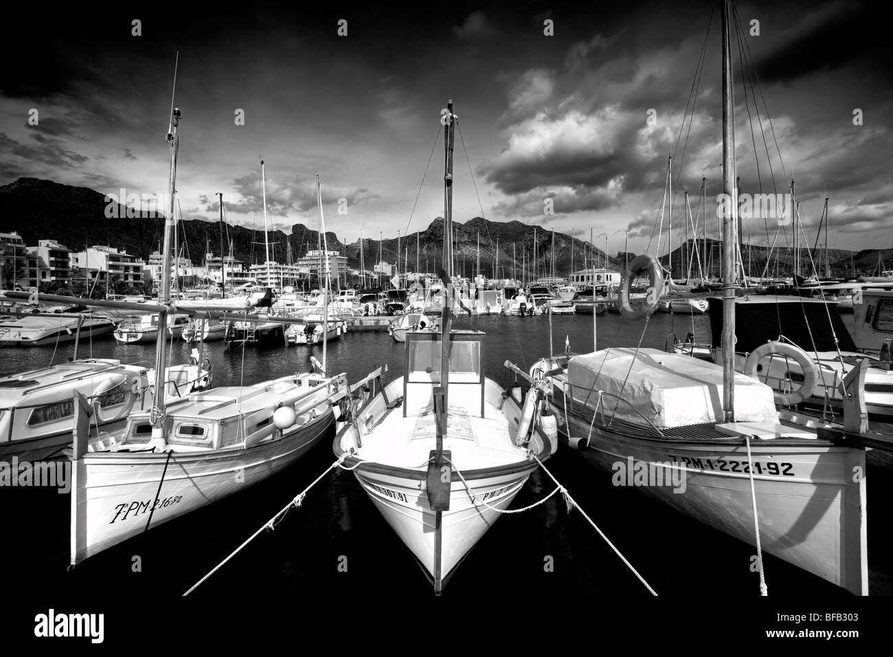 Sail Boats, Port de Pollenca (puerto pollensa), Mallorca Stock Photo