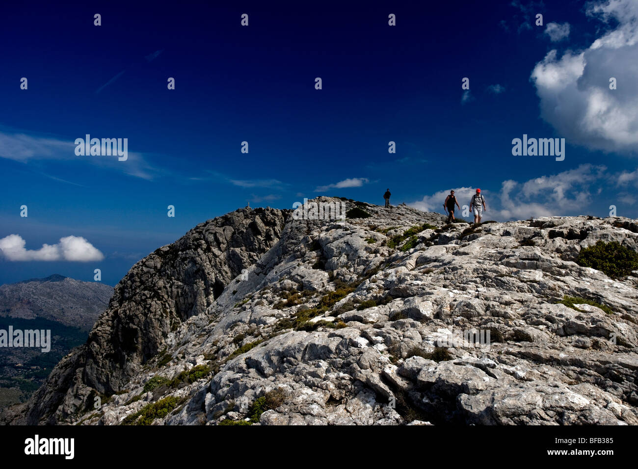At the peak of Tomir Mountain, Serra de Tramuntana, Mallorca Stock Photo