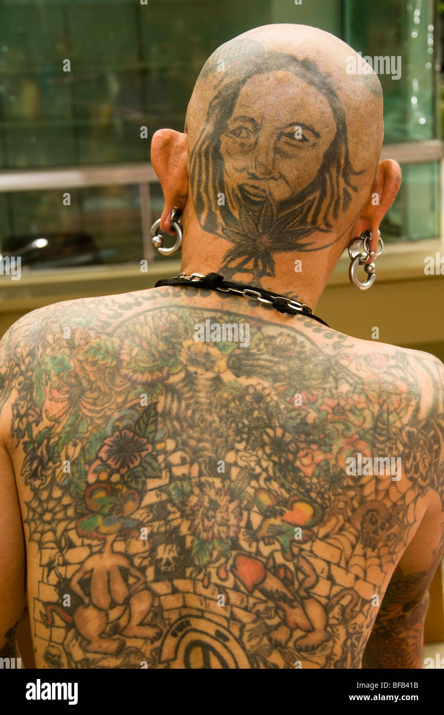 elaborate tattoo design at the Tattoo Festival in Bangkok Thailand Stock Photo