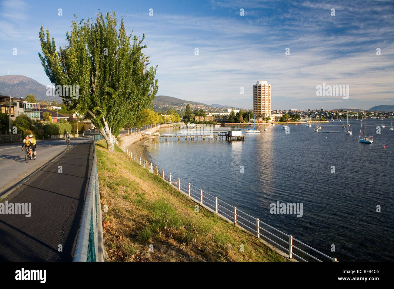 View to Wrest Point Casino and the Derwent River from Sandy Bay Road in Hobart Stock Photo