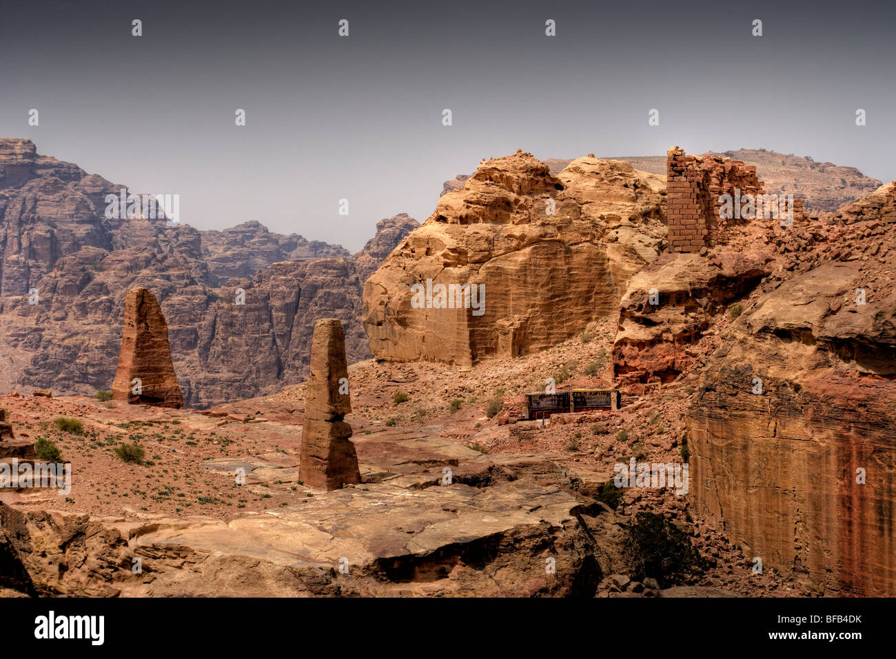 Obelisk columns near the high place of sacrifice, Petra, Jordan Stock Photo  - Alamy