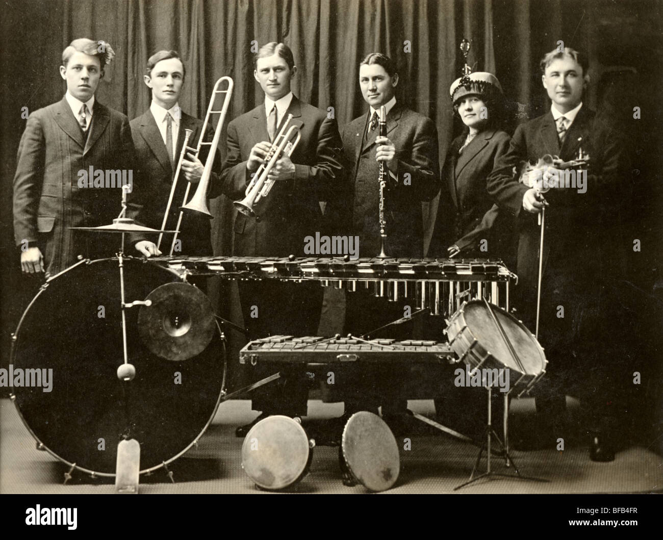 Family Musical Sextet Ensemble Stock Photo