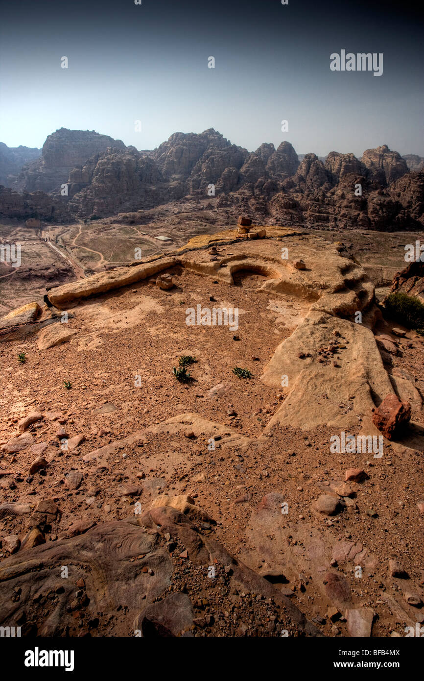 High place or sacrifice, Jabal Al-Khubtha, Petra, Jordan Stock Photo