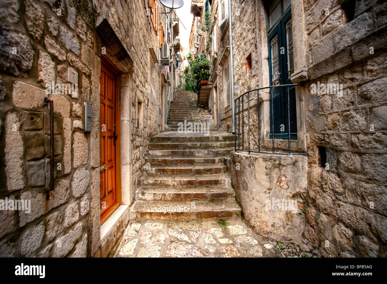 Back streets of old town Dubrovnik, Croatia Stock Photo