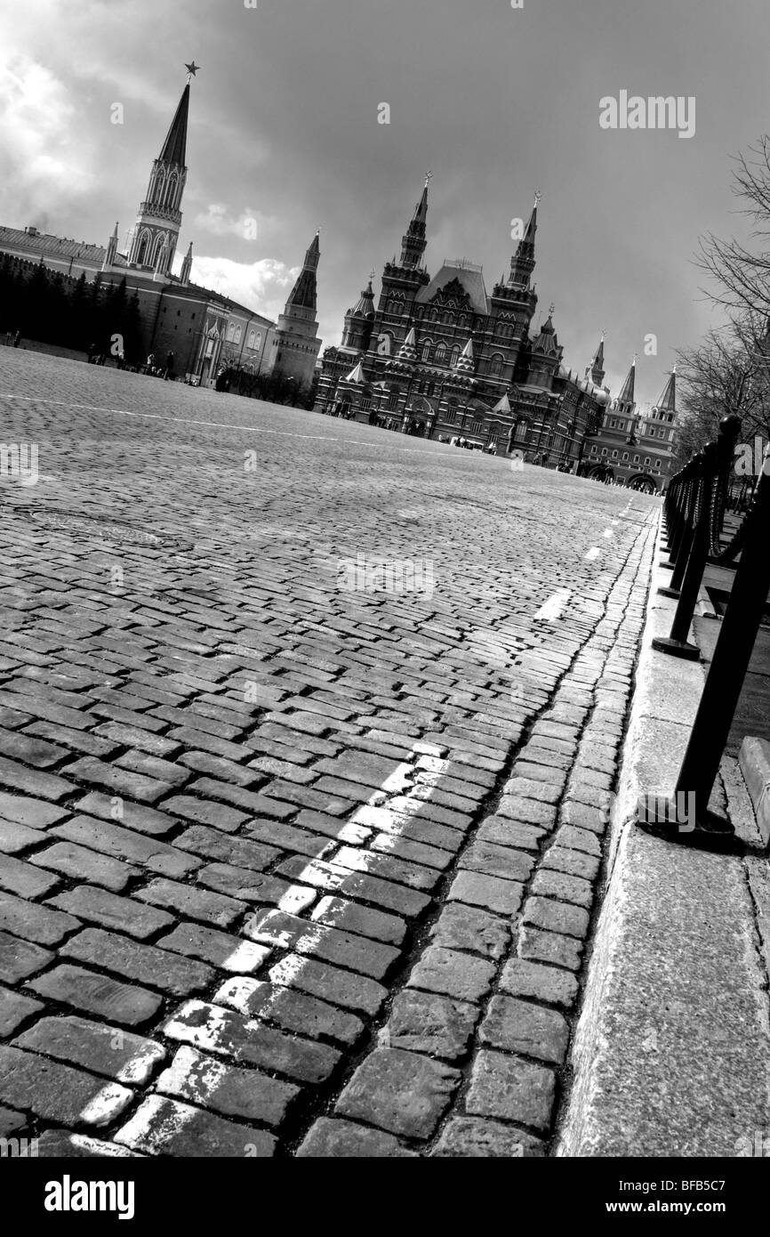 Red Square with the State Historical Museum and Nikolskaya Tower, Moscow, Russia Stock Photo