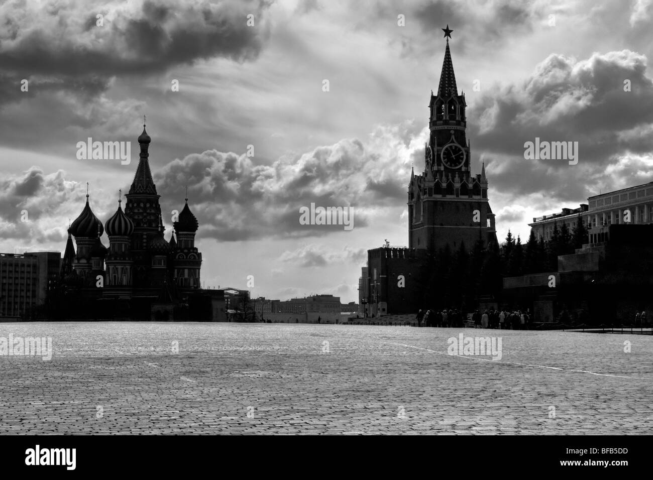 St Basil's Cathedral and Spasskiye Gate, Red Square, Moscow, Russia Stock Photo