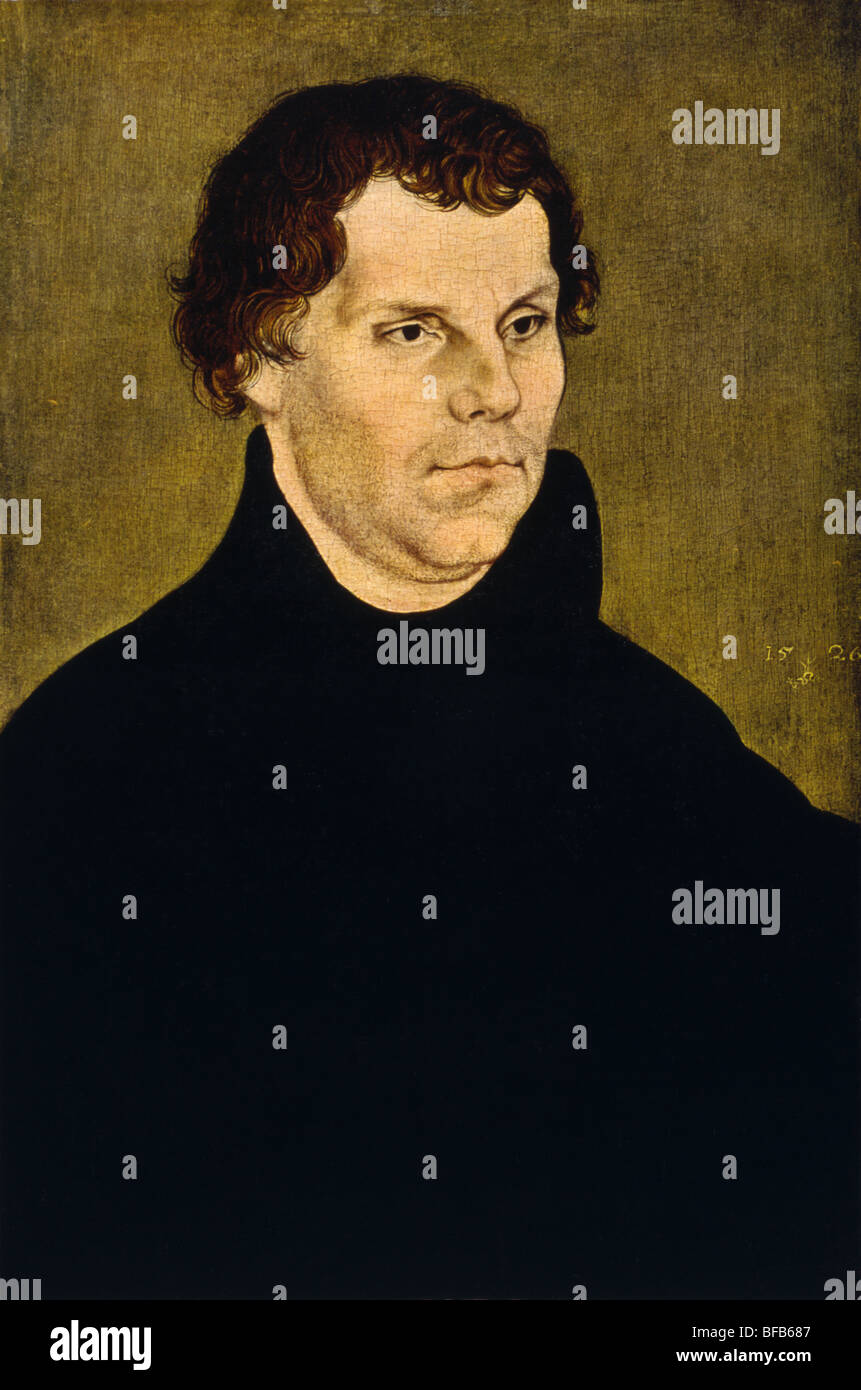 Portrait print of Martin Luther - Luther (1483 - 1546) was a key figure in the Protestant Reformation. Stock Photo