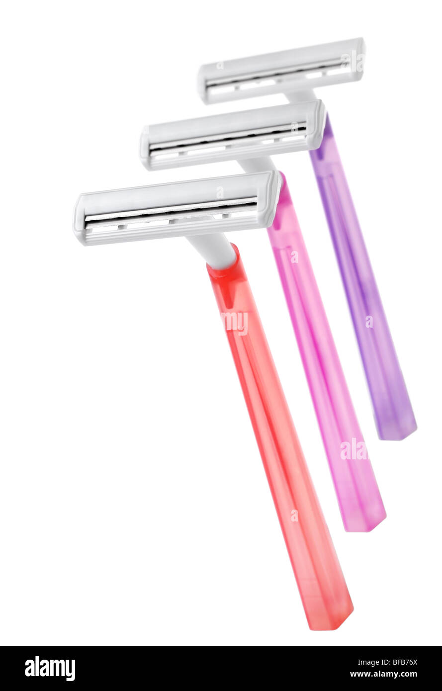 Women hygiene shaving appliance on white background Stock Photo