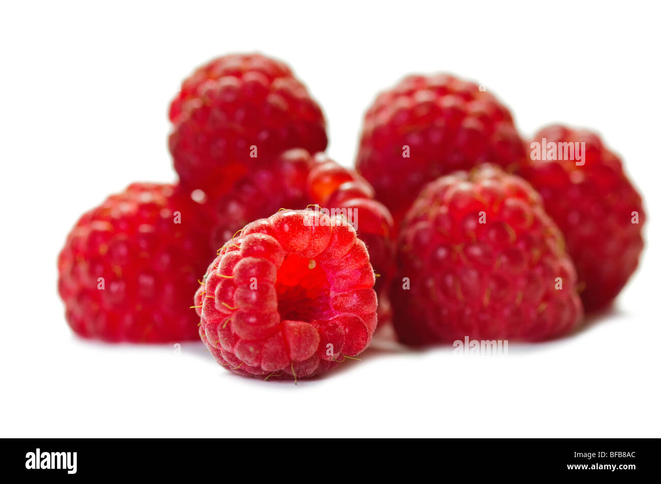 Raspberries isolated on white background Stock Photo