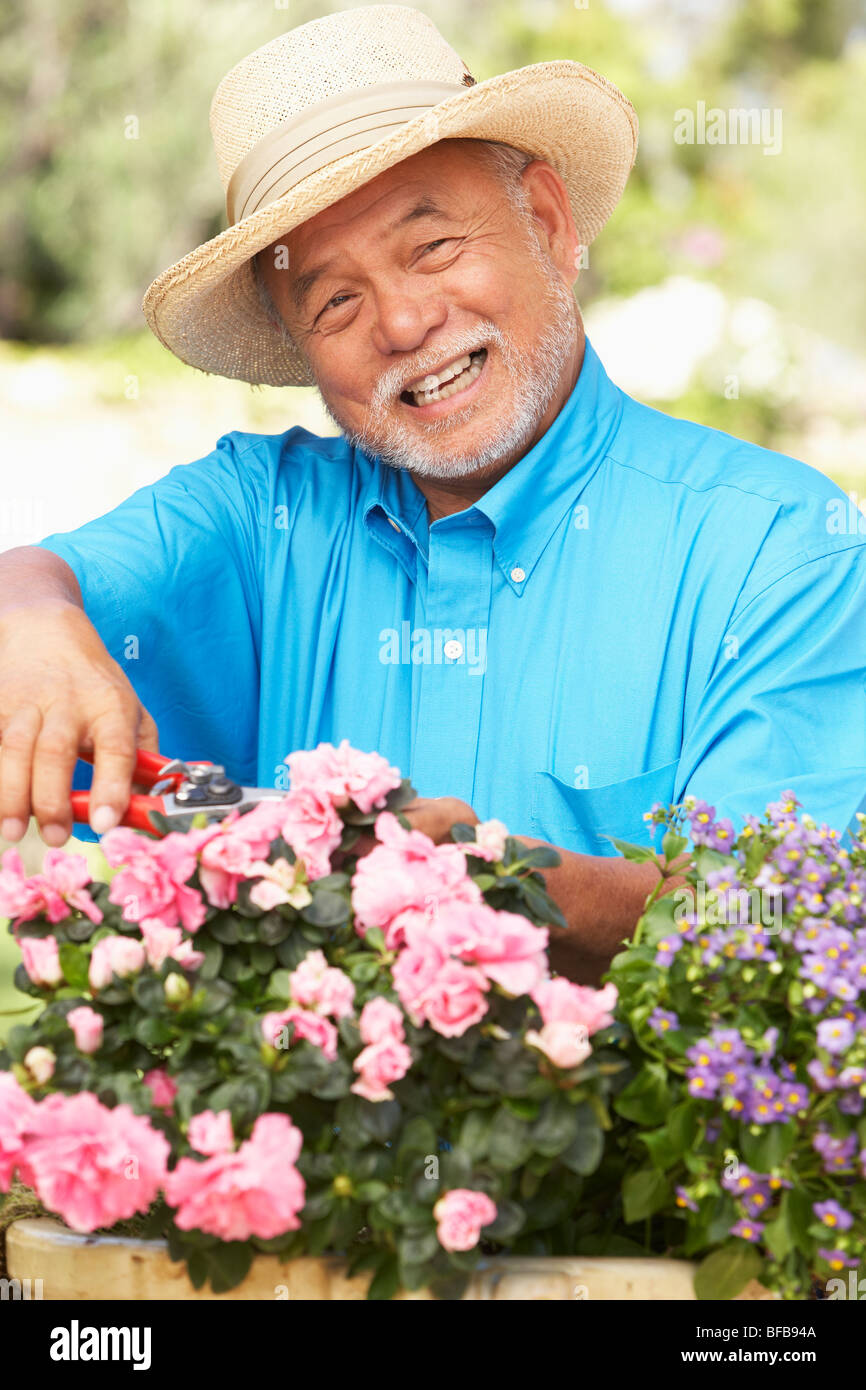 Asian man gardening hi-res stock photography and images - Alamy