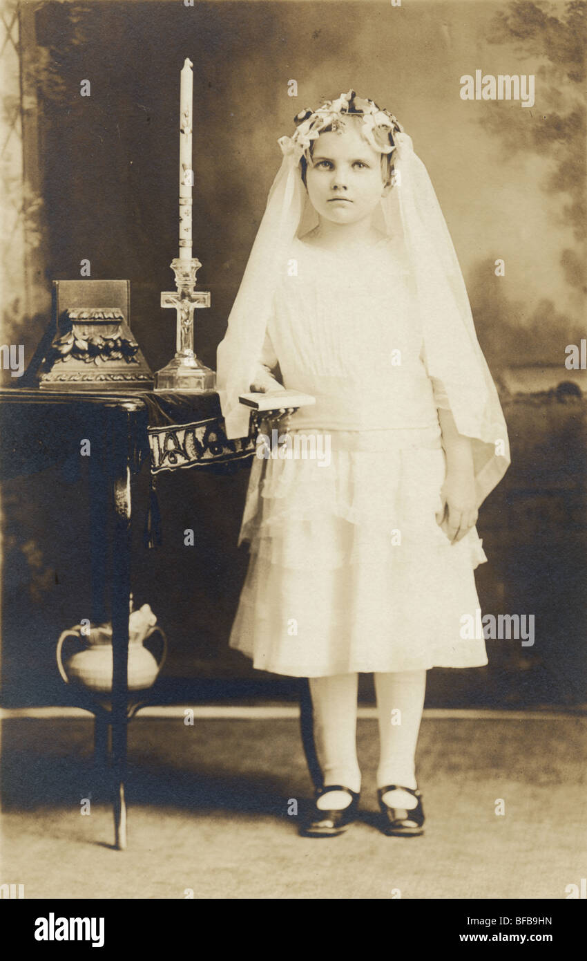 Marian Smith in Communion Dress, 1924 Stock Photo