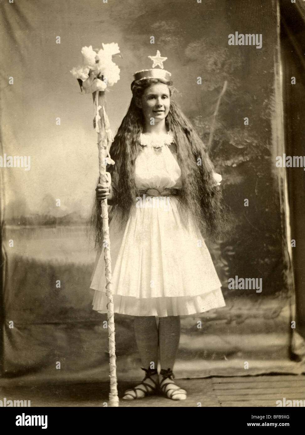 Long Haired Edna Pease Wearing Princess Costume Stock Photo