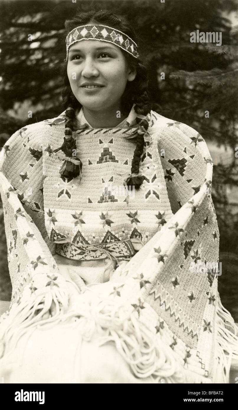 Native American Indian Girl in Native Garb Stock Photo