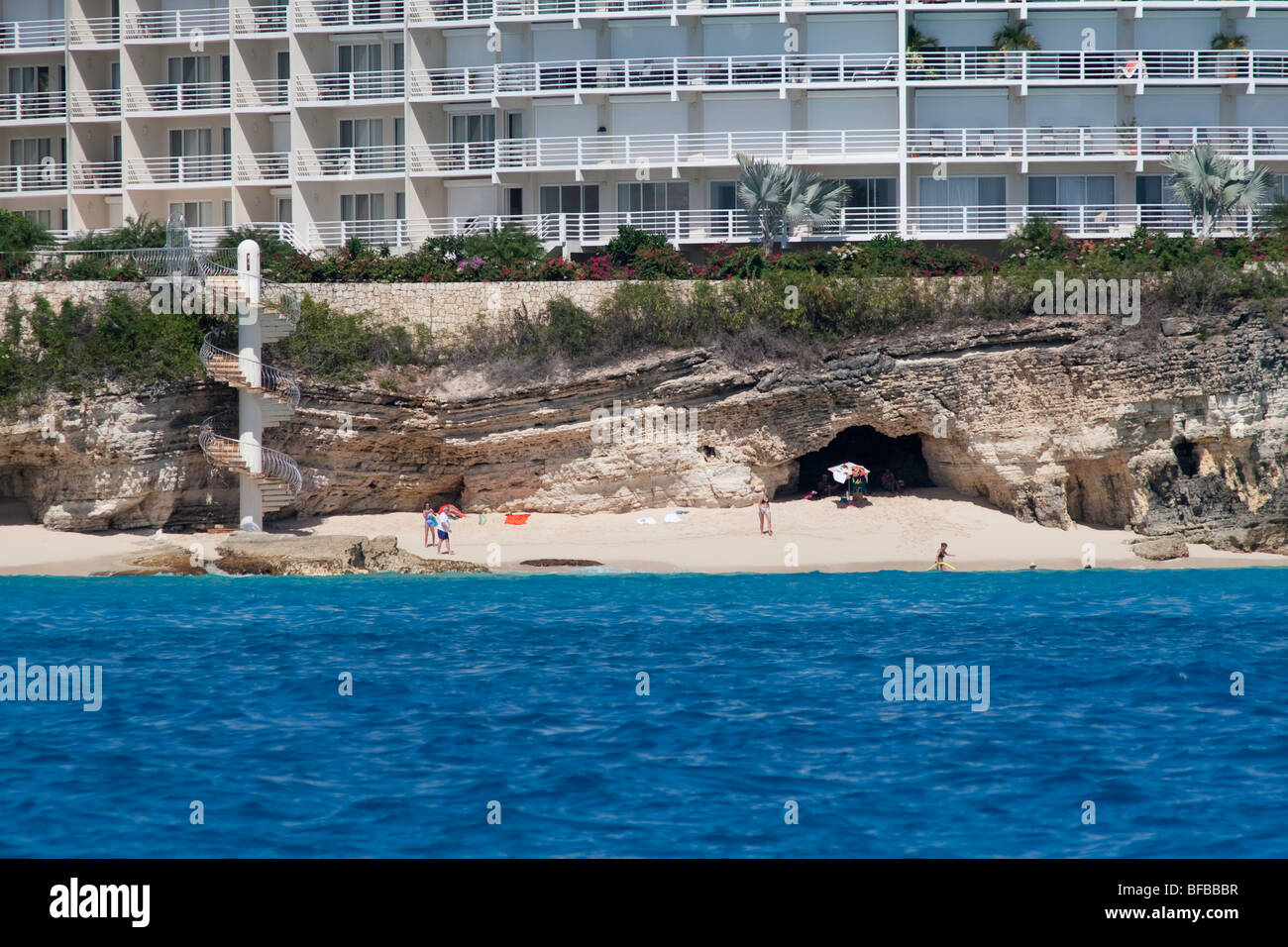 A view of Cupecoy Cave, The Cliff at Cupecoy, and Cupecoy Beach on the