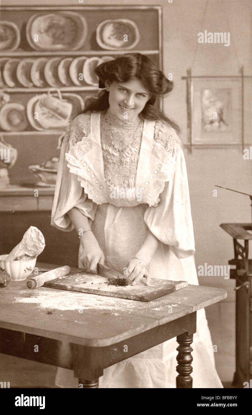 Zena Dare Preparing Food in Kitchen Stock Photo