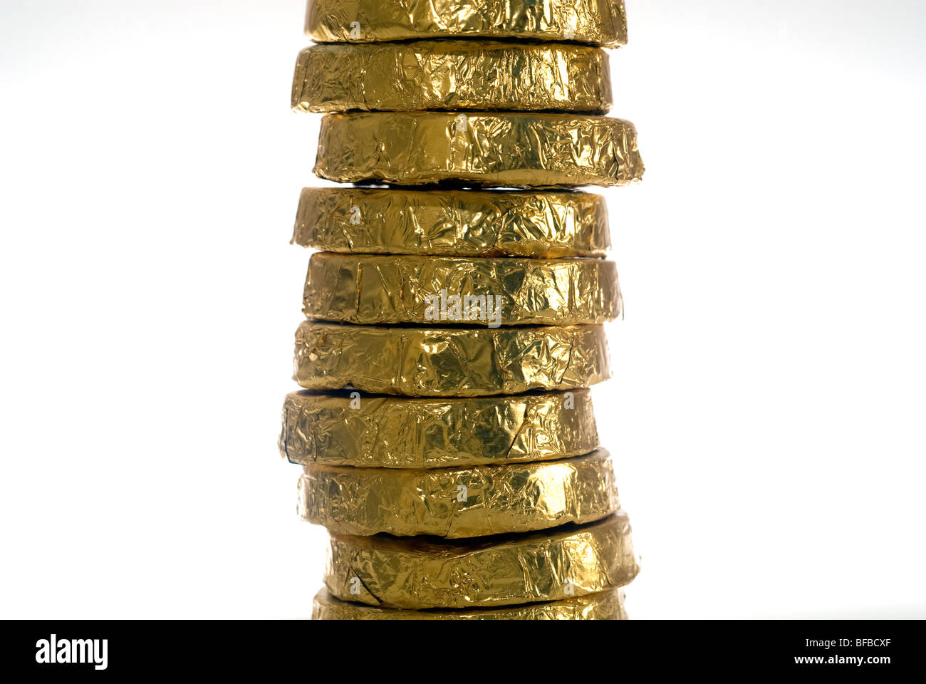 Chocolate gold foil wrapped coins. (© Richard B. Levine Stock Photo Alamy