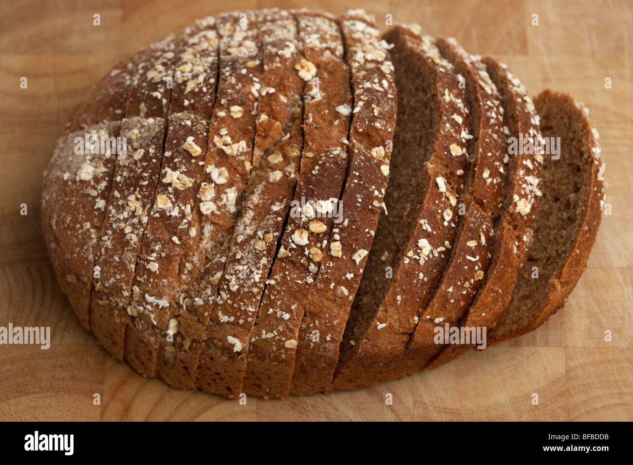 irish brown wheaten soda bread mass manufactured and pre sliced Stock Photo