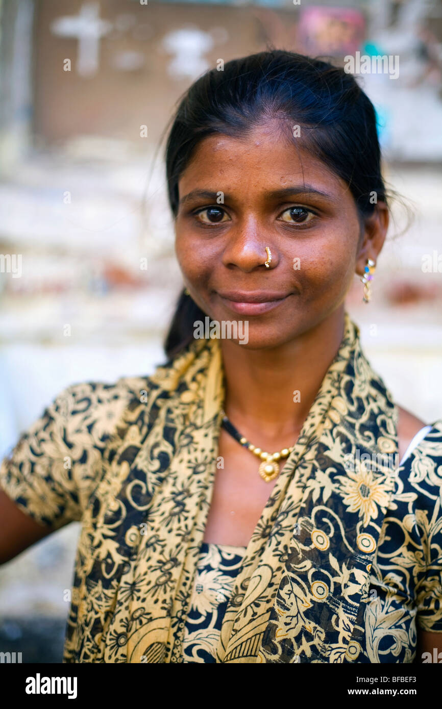 A woman in Mumbai, India who lives on the street with her children. Stock Photo