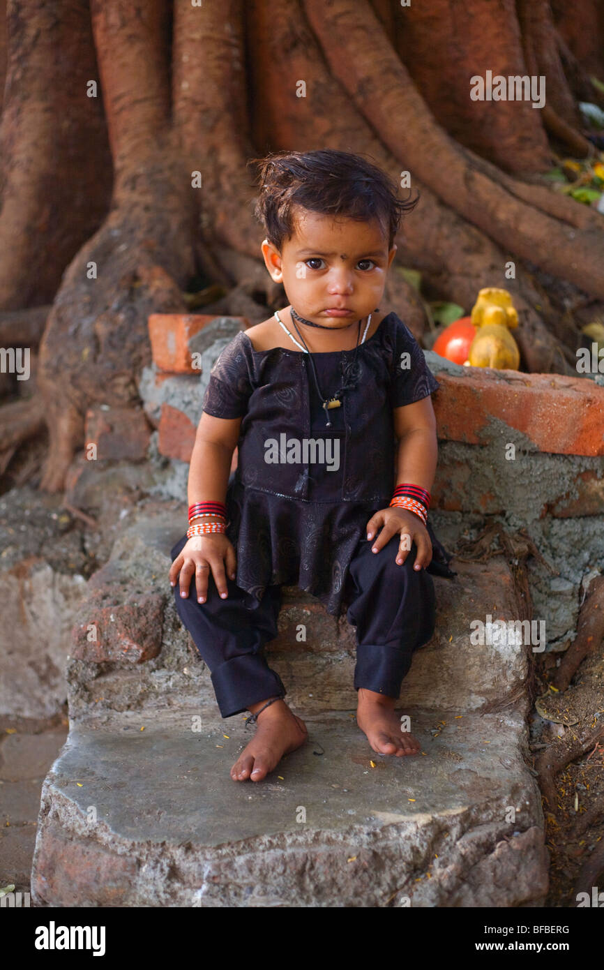 One of Mumbai, India's many children whose parents eke out a living as best they can. Stock Photo