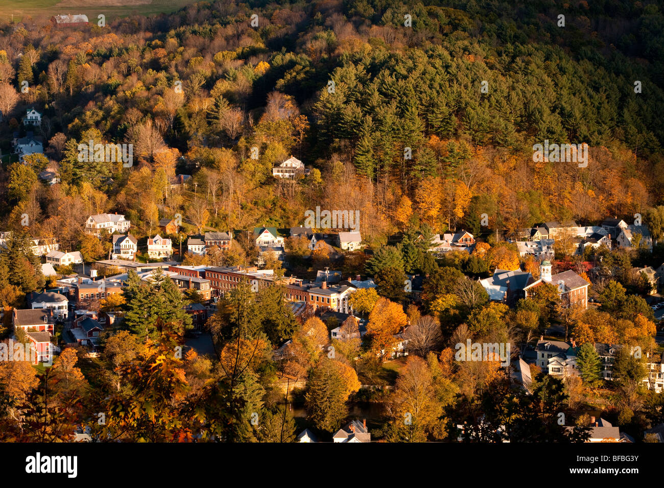 Autumn view of Woodstock Vermont from Mt. Tom, USA Stock Photo Alamy
