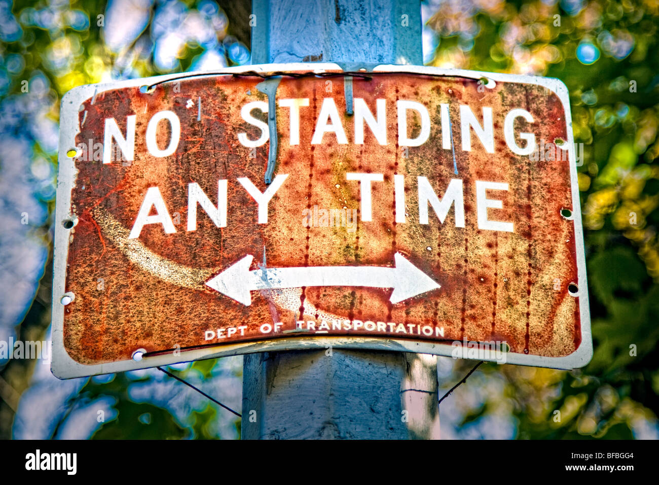 Old, rusty road sign "No standing any time Stock Photo Alamy
