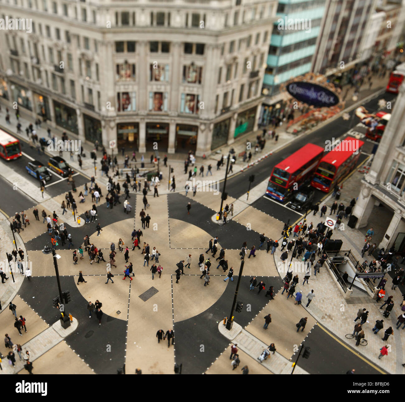 The new Tokyo style Oxford Circus pedestrian crossing. (Note: Image has narrow plane of focus) Stock Photo