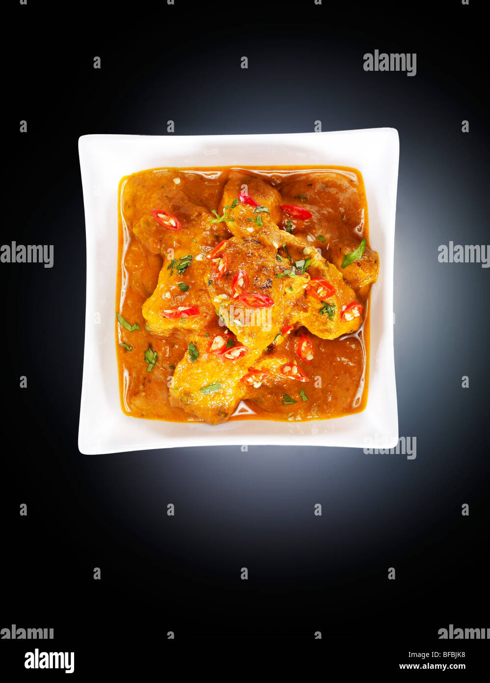 Chicken tikka masala, with tomato cream, butter and red chili Stock Photo
