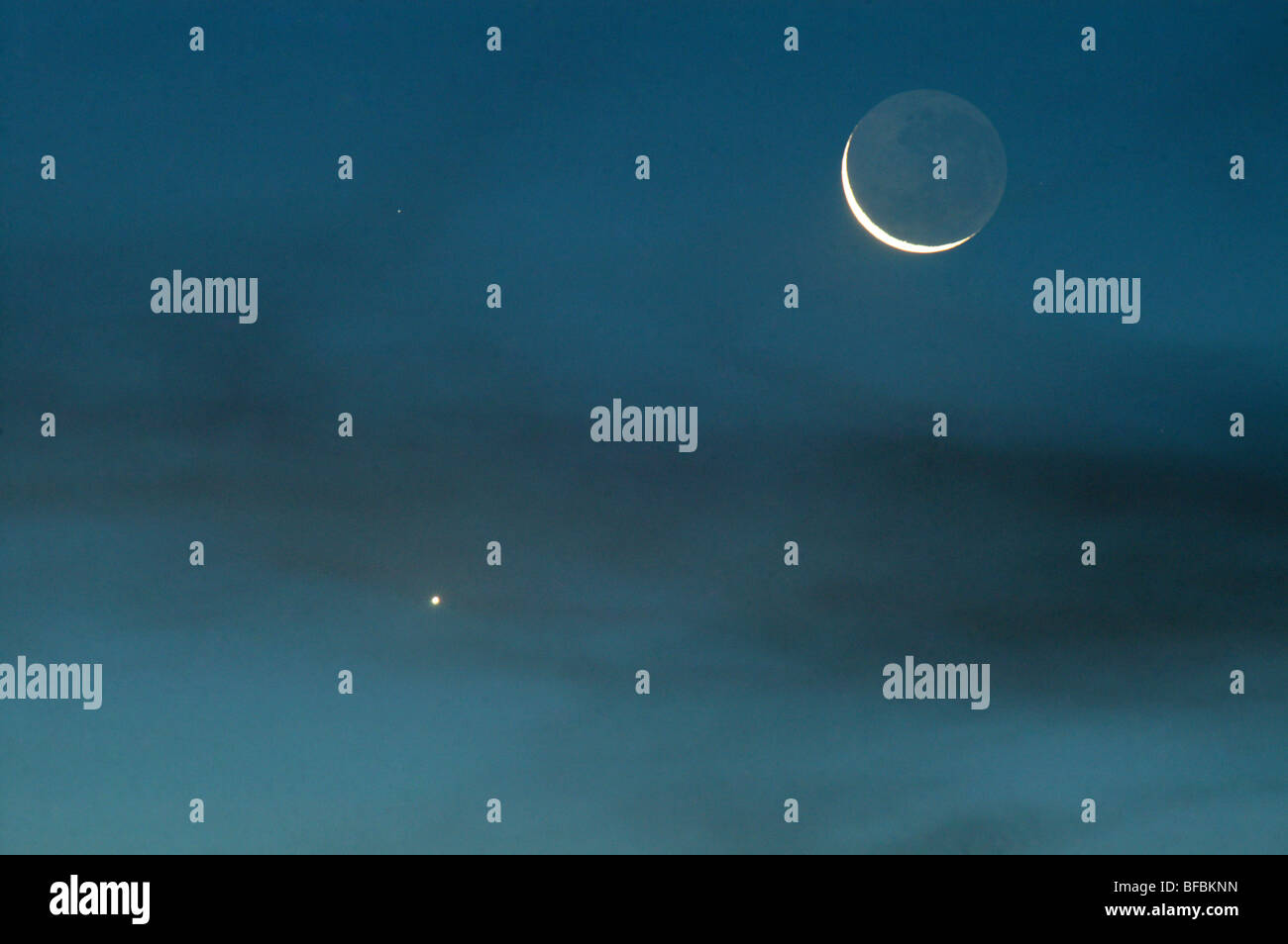 Moon and a star over Brazil sky. 20/01/2007 at 07:35pm. Stock Photo