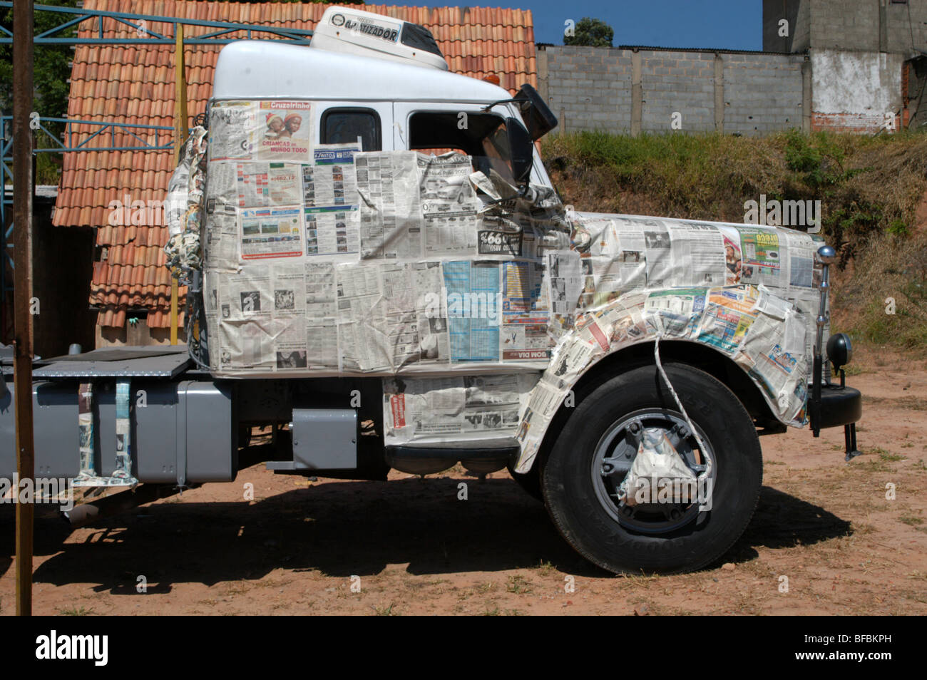 Truck or Lorry preparing to be painted. Votorantim, São Paulo, Brazil 12/04/2007 at 11:18am. Stock Photo