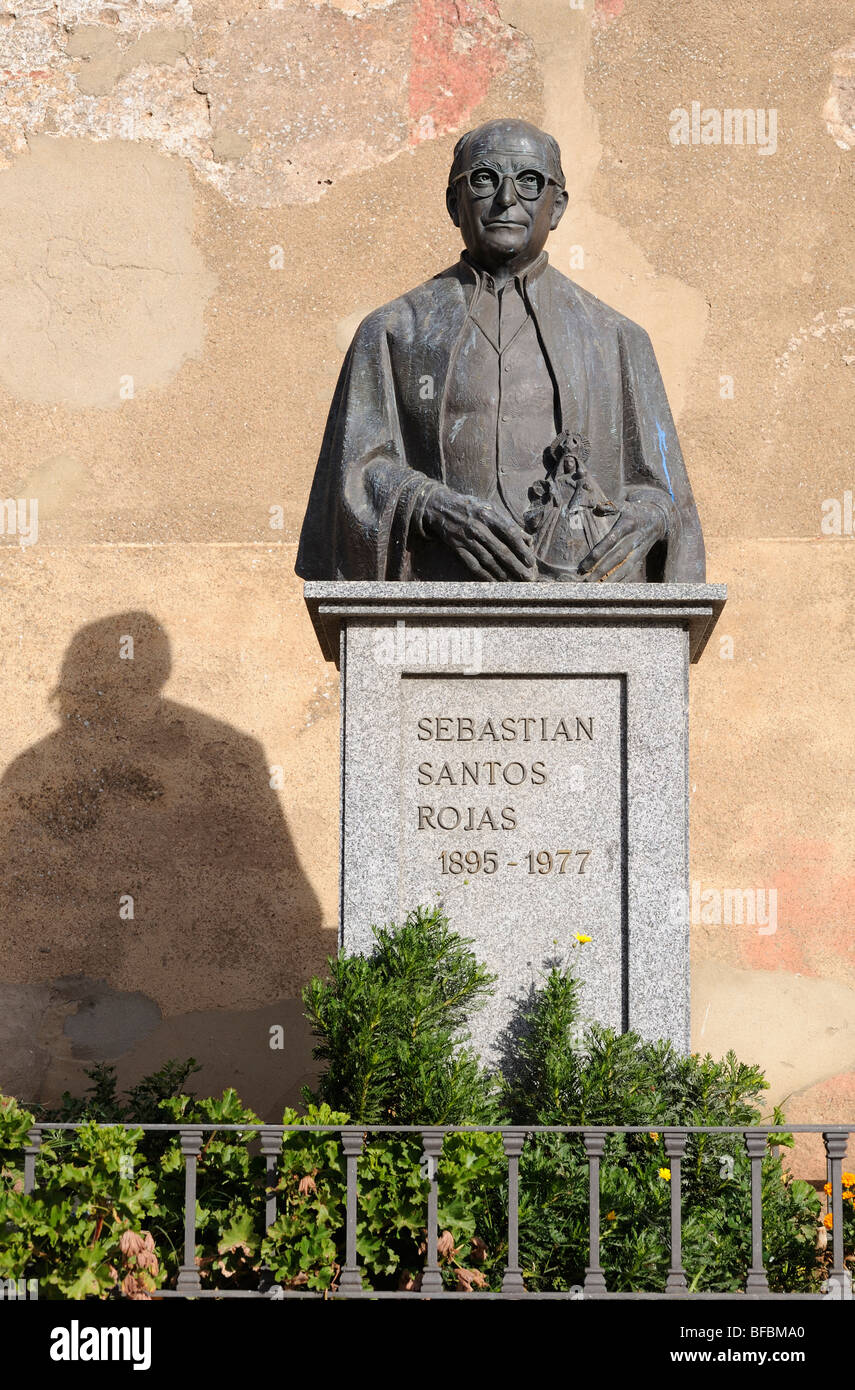 Sebastián Santos Rojas 1895-1977Statue in Higuera de la Sierra Huelva Spain Bust Stock Photo