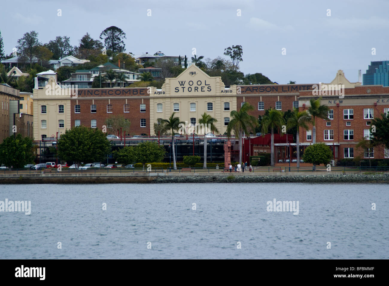Historic warehouse buildings lining brisbane hires stock photography