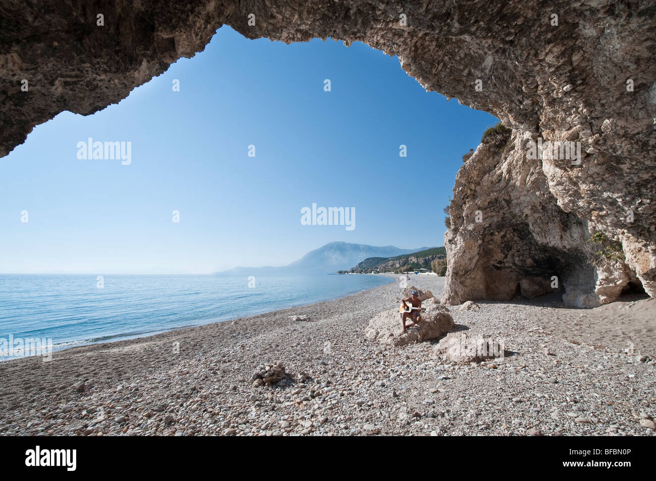 holiday on a beach in Greece Stock Photo