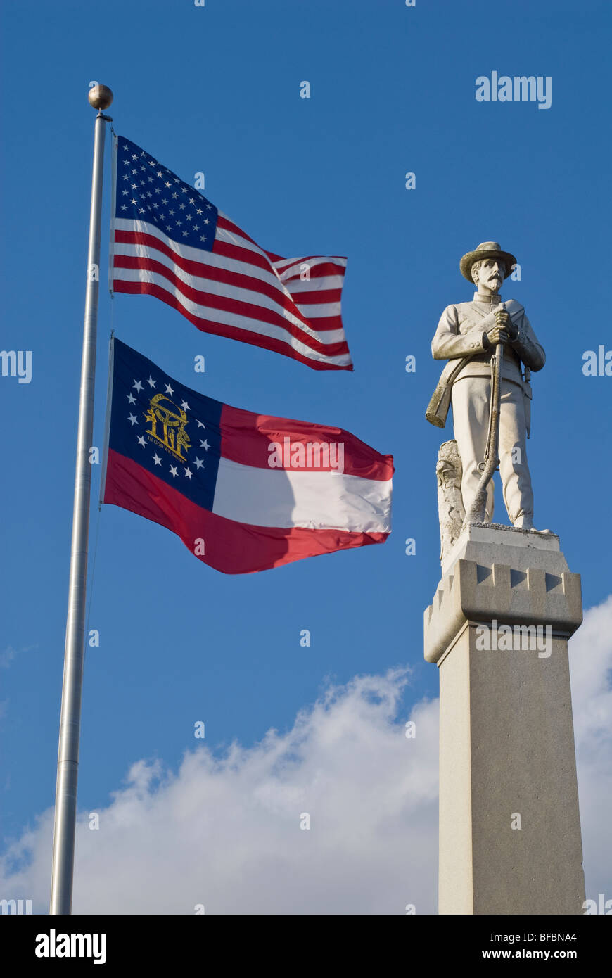 Confederate Soldier Monument with State flag, Moultrie,