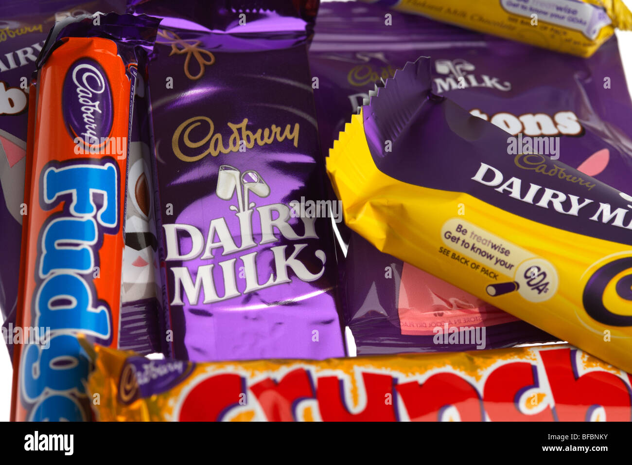 selection of cadburys chocolate bars Stock Photo